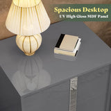 Nightstand Set of 2, Modern End Table with Drawers, High Gloss UV Finish