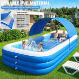 Inflatable Pool with Canopy for Adults & Kids, Large 110"x63"x20"