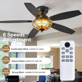 Ceiling Fans with Lights 48 Ceiling Fan Chandelier with 5 DualBlades and Glass Shade