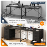 78" 2 Person Desk with 8 Fabric Drawers, Long Computer Desk Home Office Desk with Storage