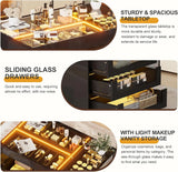 Glass Tabletop, Lights & Jewelry Organizer for Bedroom Dressing Room