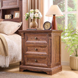 23.6" Wood Nightstand Set Roman Column 3 Drawers Side End Table Bedroom