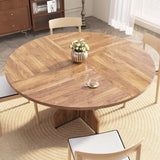 Farmhouse 47-Inch Round Kitchen Table for 4-6 People Adjustable Feet Wood Dining Table