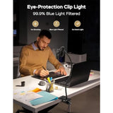 Clip on Light Reading Light for Bed 3 Color Modes 10 Dimmable Brightness Eye Care Clamp Desk Lamp 360° Flexible Desk Book Light