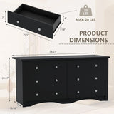 Black Dresser for Bedroom,6 Drawer Dressers, Storage Chest of Drawers