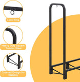 12FT Firewood Rack Outdoor Heavy Duty with Cover for Log Storage, Black