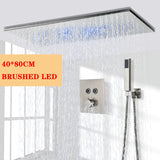Nickel/Chrome/Black LED 40cm/80cm rectangular brass shower nozzle faucet bathroom accessories