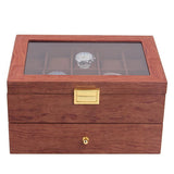 20 Slots Watch Storage Box, 2-Tiers Wooden Watch Case for Men and Women