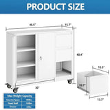 Secure Lateral File Cabinet with Gooseneck Handle, 3 Drawer Mobile Storage Cabinet on Wheels