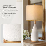 27" Ceramic Set of 2 Bedside Nightstand Lamp Large Farmhouse Rustic Boho
