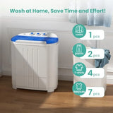 Portable washing machine for apartment/RV/dorm use, stainless steel drum, white, 14 lbs capacity