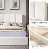 VELOCAVA Full Size Lift Up Storage Bed with  Modern Wingback Headboard