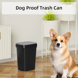 Small Trash Can with Lid, 2.6 Gallon Slim Garbage Bin for Bathroom, Bedroom, Office, Kitchen