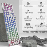 RGB Wireless Punk Typewriter Mechanical Keyboard Round Keycaps And RGB 104-Key Game Office