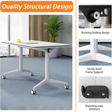 Large Meeting Podcast Table, 47.3 L x 23.6 W x 29.5 H, Wooden Training Table with Metal Legs for Office