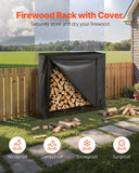 Firewood Rack With Waterproof Cover, 4 Ft Outdoor Firewood Holder, 1/4 Cord Storage