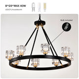 Wagon Wheel Chandelier Farmhouse Modern Small Crystal Round Chandelier