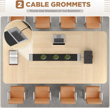 94.48L 47.24W 29.92H Light Wood Grain Conference Table With Cable Grommets For Office Meeting