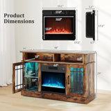 TV Stand with Electric Fireplace LED Lights Remote Controls Storage Cabinets