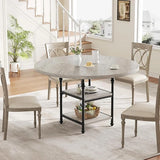 Round Dining Table for 4, Kitchen Dining Room Circle Dinner Pedestal Table