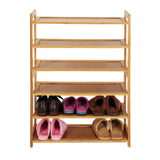 Compact 6-Tier Bamboo Shoe Organizer in Natural Wood Tone