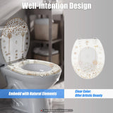 Clear Resin Toilet Seat Stainless Steel Hinged Toilet W/ Dried Flowers Cover 330Lbs