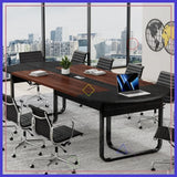 8FT Modern Walnut Black Curved Conference Table