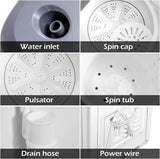 Gray & White Compact Portable Washing Machine for Apartment, RV with 20lbs Capacity,