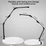LED Desk Lamp with Clamp Flexible 4 sections Swing Arm Three light sources desk light