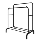 Double Rods Multi-functional Freestanding Bedroom Clothes Rack w/ Wheel
