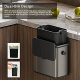 Stainless Steel Compost Bin Countertop with Lid, Hanging Trash Can for Kitchen Cabinet Door
