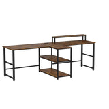 94.5" Home Office Desks, Computer Gaming Desk with Storage, LED Lights