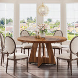 Tribesigns Round Dining Table for 4, 47 Inch Farmhouse Kitchen Table Small Dinner Table