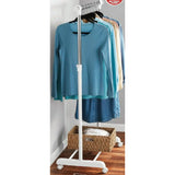 Adjustable Metal Rolling Garment Rack, Clothes Organizer with Wheels, Chrome & White, Portable Wardrobe