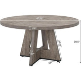 47 Inch Round Conference Table for 4-6 People, Wooden Meeting Room Table