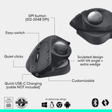 Wireless Ergonomic Trackball Mouse with USB-C Charging, Bluetooth, Encrypted Dongle, 6 Programmable Buttons for PC/Mac