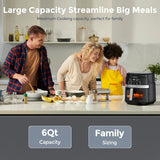 8-in-1 Air Fryer 6 Qt, Premium Ceramic Coating,Precise Heating for Even Results
