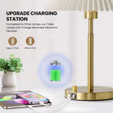 Set of 2: Dimmable Nightstand Bedside Lamps with USB A and C Ports