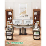 Reversible L Shaped Desk with Large Surface 69 Inch Sturdy Corner Desk with Storage Shelves