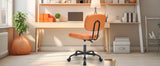 JHK Armless Office Desk Chair Back Lumbar Support Height Adjustable PU Leather Computer Chair