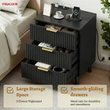 Black Set of 2, 20 Inch Modern Wood Nightstand with Charging Station