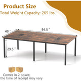 8 FT Conference Table 95x48 Inch Office Desk Heavy Duty Metal Frame