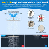 10'' High Pressure Rainfall Shower Head with Handheld Spray Showerhead