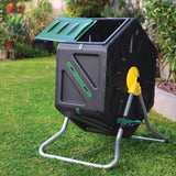 Outdoor Single Chamber Plastic Compost Tumbler - Fast Composting Heavy-Duty Bin