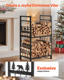 2-Tier Firewood Rack with 4Fireplace Tools 400lbs Capacity Heavy Duty Log Holder