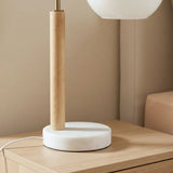 Nordic White Globe Table Lamp with Marble Base for Bedroom or Study Room