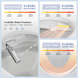 Electric Toilet Seat with Remote Control, Heated Toilet Seat, Warm Air Dryer, Soft Closed Lid, Night Light, LED Display, Self-Clean, Stainless Steel Nozzle,