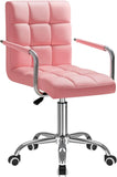 Furmax Mid-Back Office Task Chair Ribbed PU Leather Executive Chair Modern Adjustable