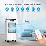 Portable air conditioner for indoor use, plastic housing, white, 3-in-1 swamp cooler with evaporative cooling, 3 speeds and 3 m