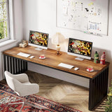 2-Person Desk with Metal Frame,Double Desk for Two People